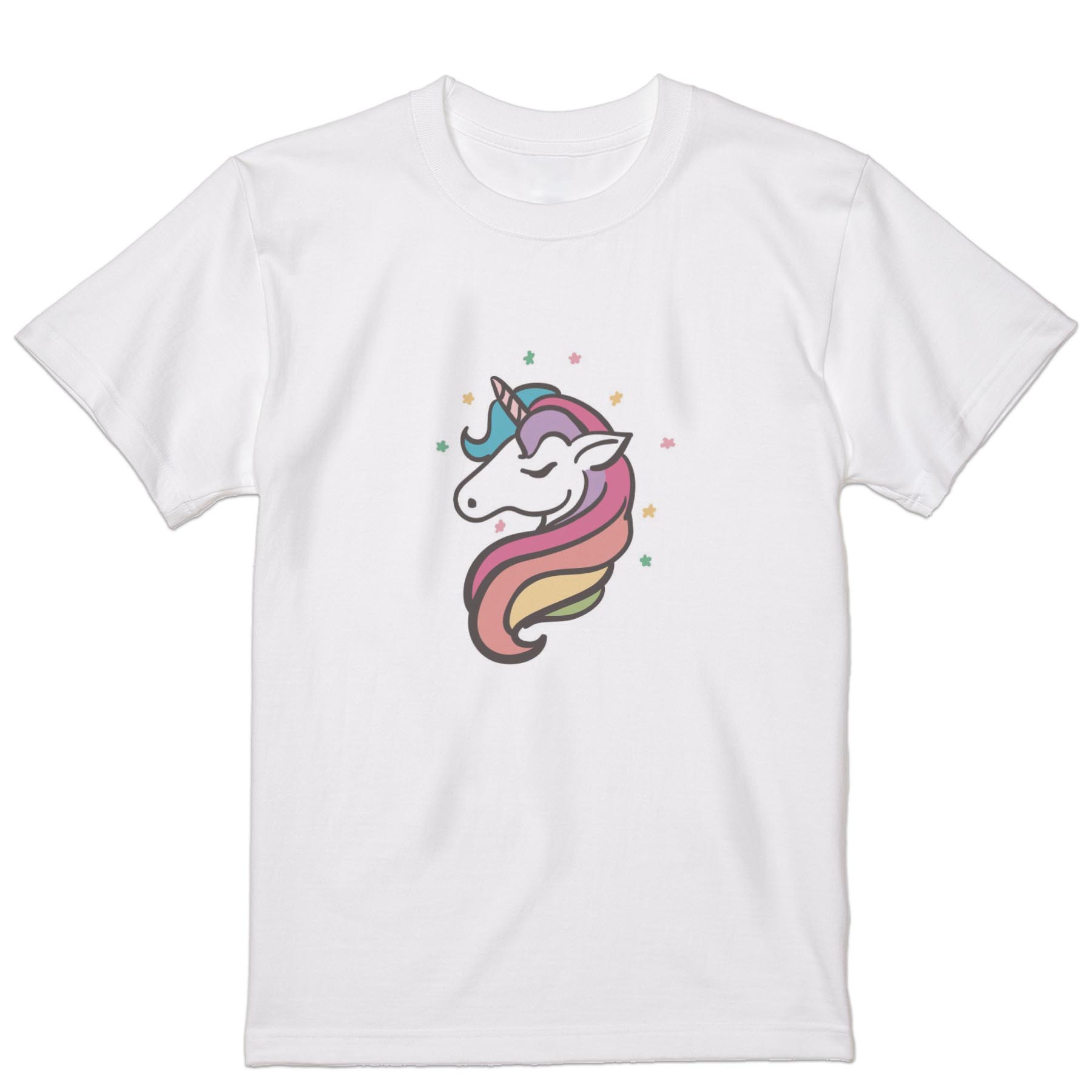 Tシャツ メンズ 半袖 ホワイト 無地 デザイン M ティーシャツ T shirt 031844 ユニコーン かわいい カラフル