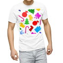 Tシャツ メンズ 半袖 ホワイト 無地 デザイン M ティーシャツ T shirt 004354 クリスマス カラフル イラスト(4)