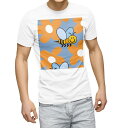 Tシャツ メンズ 半袖 ホワイト 無地 デザイン M ティーシャツ T shirt 004457 蜂 花 キャラクター(4)