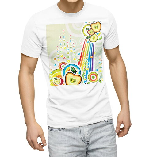Tシャツ メンズ 半袖 ホワイト 無地 デザイン M ティーシャツ T shirt 004961 林檎 ポップ カラフル Tシャツ メンズ 半袖 ホワイト 無地 デザイン M ティーシャツ T shirt 004961 林檎 ポップ カラフル