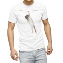 Tシャツ メンズ 半袖 ホワイト 無地 デザイン M ティーシャツ T shirt 005911 写真 動物 ねずみ