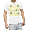 Tシャツ メンズ 半袖 ホワイト 無地 デザイン M ティーシャツ T shirt 006249 ねずみ イラスト