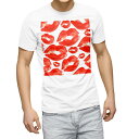 Tシャツ メンズ 半袖 ホワイト 無地 デザイン M ティーシャツ T shirt 006367 唇 模様(4)