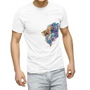 Tシャツ メンズ 半袖 ホワイト 無地 デザイン M ティーシャツ T shirt 006409 動物 ライオン カラフル(4)