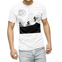 Tシャツ メンズ 半袖 ホワイト 無地 デザイン M ティーシャツ T shirt 006527 自転車 人物