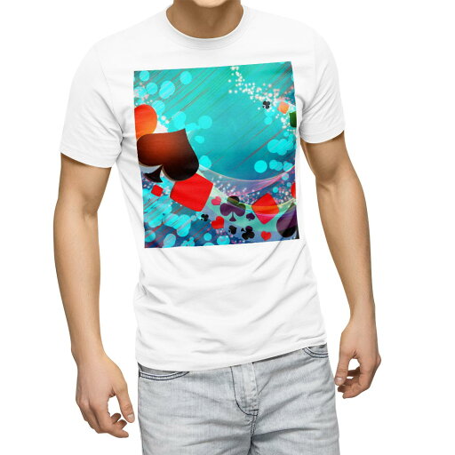 Tシャツ メンズ 半袖 ホワイト 無地 デザイン M ティーシャツ T shirt 006964 トランプ 青 ブルー Tシャツ メンズ 半袖 ホワイト 無地 デザイン M ティーシャツ T shirt 006964 トランプ 青 ブルー