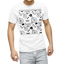 Tシャツ メンズ 半袖 ホワイト 無地 デザイン M ティーシャツ T shirt 007160 自転車 模様