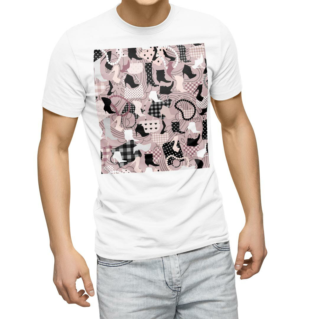 楽天kabeコレTシャツ メンズ 半袖 ホワイト 無地 デザイン M ティーシャツ T shirt 007669 靴　ヒール　ネックレス　鞄