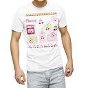 Tシャツ メンズ 半袖 ホワイト 無地 デザイン M ティーシャツ T shirt 009142 ピンク さくらんぼ 水玉 ドット