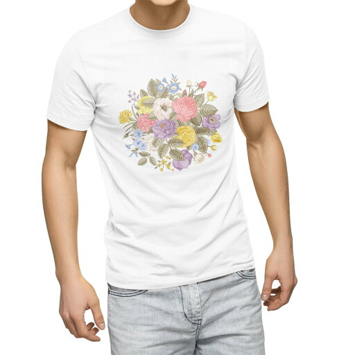 Tシャツ メンズ 半袖 ホワイト 無地 デザイン M ティーシャツ T shirt 009378 花 カラフル Tシャツ メンズ 半袖 ホワイト 無地 デザイン M ティーシャツ T shirt 009378 花 カラフル