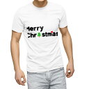 Tシャツ メンズ 半袖 ホワイト 無地 デザイン M ティーシャツ T shirt 009720 クリスマス ツリー 英語