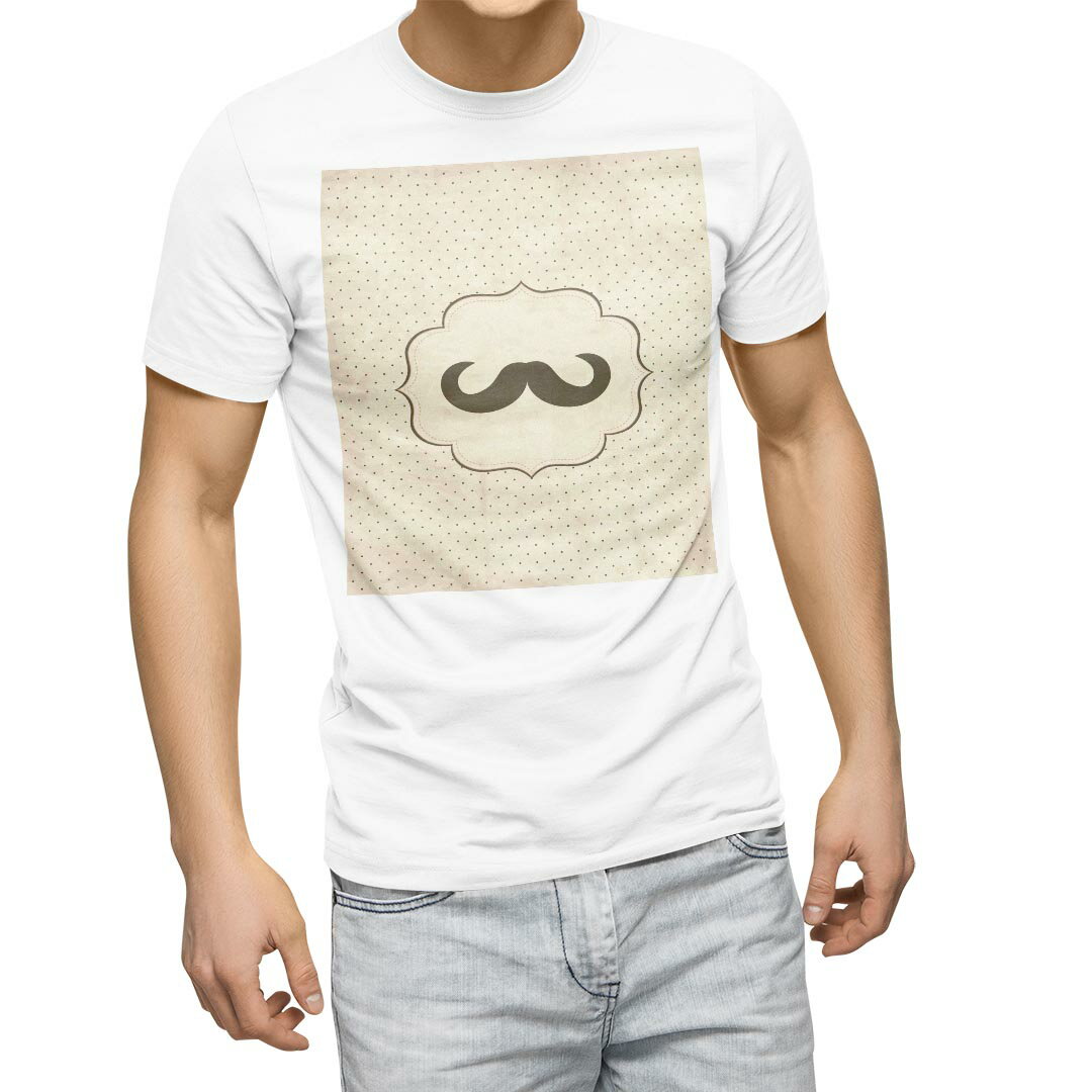 Tシャツ メンズ 半袖 ホワイト 無地 デザイン M ティーシャツ T shirt 010500 ひげ 水玉 ドット