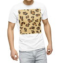 Tシャツ メンズ 半袖 ホワイト 無地 デザイン M ティーシャツ T shirt 010644 ヒョウ柄 動物 模様(4)