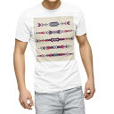 Tシャツ メンズ 半袖 ホワイト 無地 デザイン M ティーシャツ T shirt 010755 ネイティブ柄 赤 緑 紫(4)