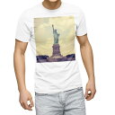 Tシャツ メンズ 半袖 ホワイト 無地 デザイン M ティーシャツ T shirt 011333 外国 ニューヨーク 自由の女神(4)