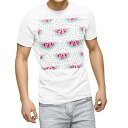 Tシャツ メンズ 半袖 ホワイト 無地 デザイン M ティーシャツ T shirt 012153 スイカ ドット 夏(4)
