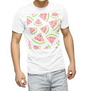 Tシャツ メンズ 半袖 ホワイト 無地 デザイン M ティーシャツ T shirt 012205 スイカ 果物 夏
