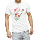 Tシャツ メンズ 半袖 ホワイト 無地 デザイン M ティーシャツ T shirt 012920 母の日 カーネーション 花
