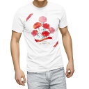 Tシャツ メンズ 半袖 ホワイト 無地 デザイン M ティーシャツ T shirt 012948 母の日 カーネーション 花