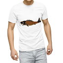 Tシャツ メンズ 半袖 ホワイト 無地 デザイン M ティーシャツ T shirt 013187 鯉 魚 こいのぼり