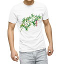 Tシャツ メンズ 半袖 ホワイト 無地 デザイン M ティーシャツ T shirt 013211 七夕 笹 イベント