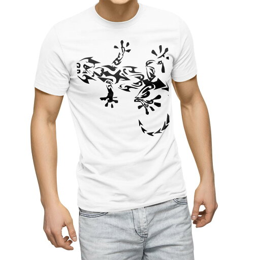Tシャツ メンズ 半袖 ホワイト 無地 デザイン M ティーシャツ T shirt 013276 トカゲ モノトーン かっこいい Tシャツ メンズ 半袖 ホワイト 無地 デザイン M ティーシャツ T shirt 013276 トカゲ モノトーン かっこいい