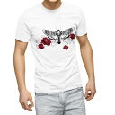 Tシャツ メンズ 半袖 ホワイト 無地 デザイン M ティーシャツ T shirt 013372 昆虫 花 虫(4)