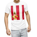 Tシャツ メンズ 半袖 ホワイト 無地 デザイン M ティーシャツ T shirt 013628 お正月 紅白 門松