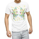Tシャツ メンズ 半袖 ホワイト 無地 デザイン M ティーシャツ T shirt 013866 七夕 短冊 星