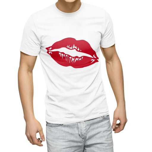 Tシャツ メンズ 半袖 ホワイト 無地 デザイン M ティーシャツ T shirt 013953 唇 リップ 赤 Tシャツ メンズ 半袖 ホワイト 無地 デザイン M ティーシャツ T shirt 013953 唇 リップ 赤