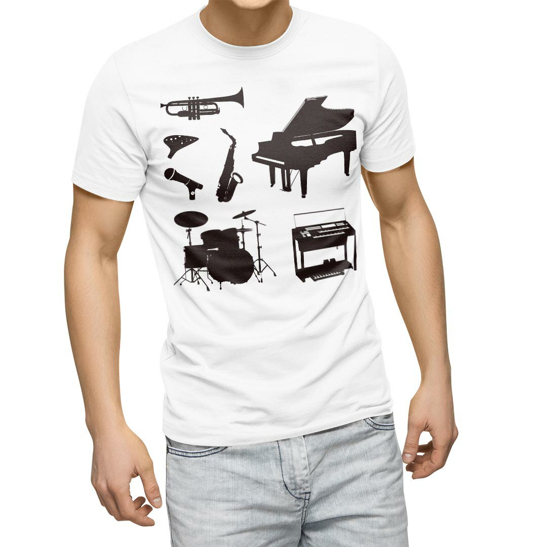 Plain - Tシャツ メンズ 半袖 ホワイト 無地 デザイン M ティーシャツ T shirt 014115 音楽　楽器　ミュージック