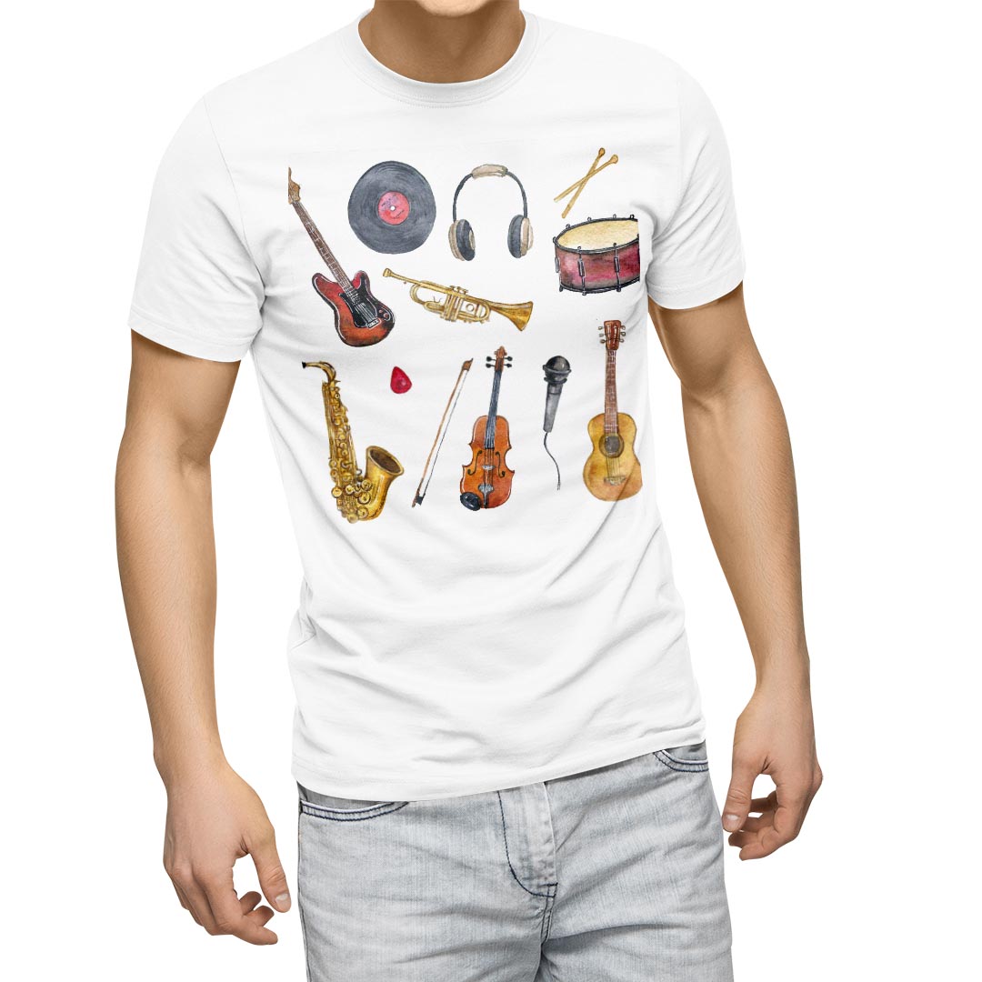 Plain - Tシャツ メンズ 半袖 ホワイト 無地 デザイン M ティーシャツ T shirt 014170 音楽　楽器　ミュージック