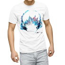 Tシャツ メンズ 半袖 ホワイト 無地 デザイン M ティーシャツ T shirt 014180 ヘッドホン 音楽 風景