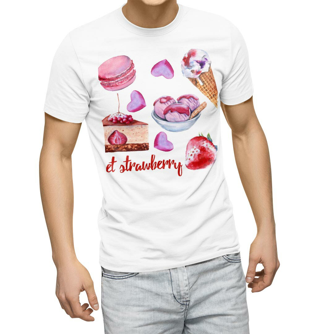 Tシャツ メンズ 半袖 ホワイト 無地 デザイン M ティーシャツ T shirt 014780 スイーツ ケーキ アイス