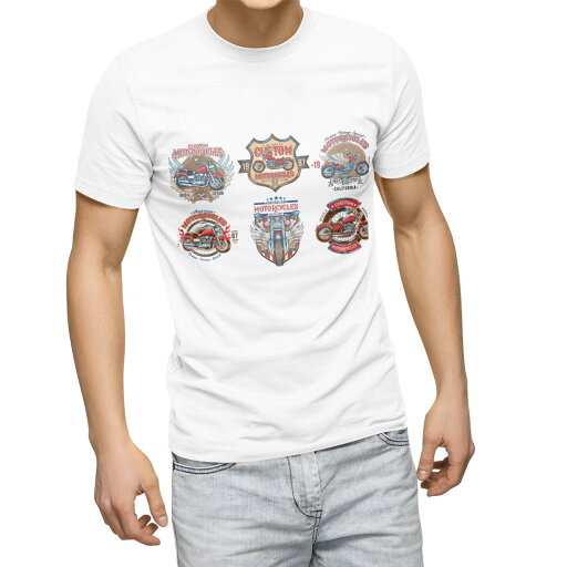 Tシャツ メンズ 半袖 ホワイト 無地 デザイン M ティーシャツ T shirt 014879 バイク イラスト クール Tシャツ メンズ 半袖 ホワイト 無地 デザイン M ティーシャツ T shirt 014879 バイク イラスト クール
