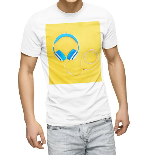 Tシャツ メンズ 半袖 ホワイト 無地 デザイン M ティーシャツ T shirt 014884 ヘッドホン 音楽 黄色 イエロー Tシャツ メンズ 半袖 ホワイト 無地 デザイン M ティーシャツ T shirt 014884 ヘッドホン 音楽 黄色 イエロー
