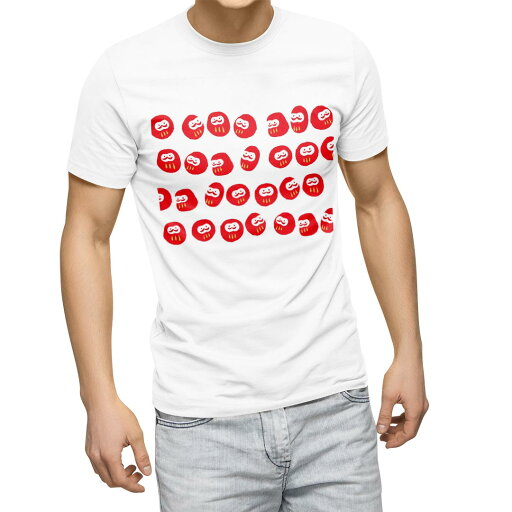 Tシャツ メンズ 半袖 ホワイト 無地 デザイン M ティーシャツ T shirt 015251 だるま 赤 Tシャツ メンズ 半袖 ホワイト 無地 デザイン M ティーシャツ T shirt 015251 だるま 赤