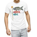 Tシャツ メンズ 半袖 ホワイト 無地 デザイン M ティーシャツ T shirt 015287 こどもの日 鯉のぼり 兜 熊