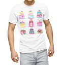 Tシャツ メンズ 半袖 ホワイト 無地 デザイン M ティーシャツ T shirt 015304 イースター たまご うさぎ ケーキ パステル