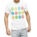 Tシャツ メンズ 半袖 ホワイト 無地 デザイン M ティーシャツ T shirt 015392 イースター たまご とり うさぎ パステル