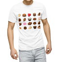 Tシャツ メンズ 半袖 ホワイト 無地 デザイン M ティーシャツ T shirt 015621 チョコレート お菓子 スイーツ