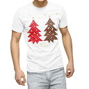 Tシャツ メンズ 半袖 ホワイト 無地 デザイン M ティーシャツ T shirt 015645 クリスマス クリスマスツリー
