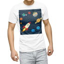 Tシャツ メンズ 半袖 ホワイト 無地 デザイン M ティーシャツ T shirt 015993 太陽系 宇宙 惑星(4)