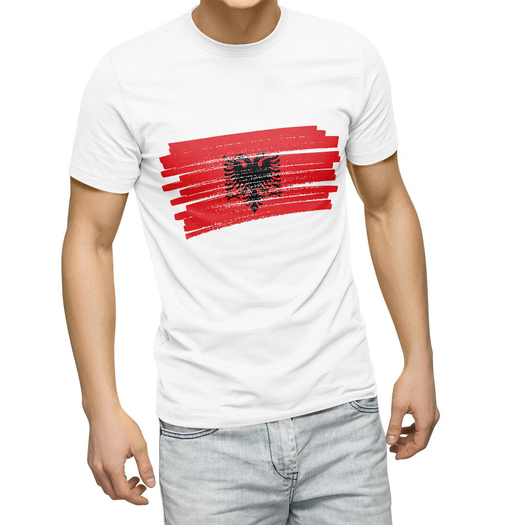 Tシャツ メンズ 半袖 ホワイト 無地 デザイン M ティーシャツ T shirt 018379 albania アルバニア