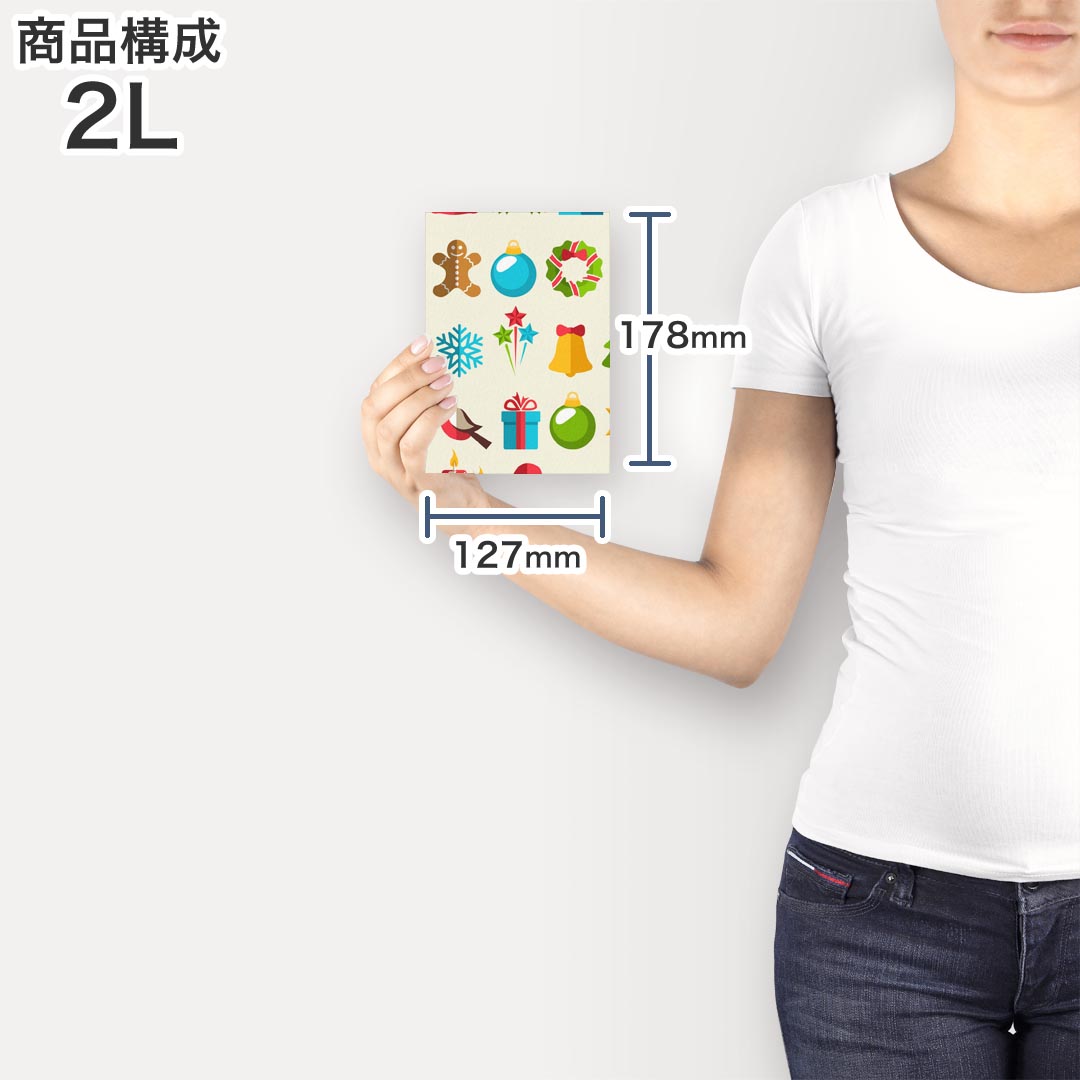 ポスター ウォールステッカー シール式ステッカー 飾り 127×178mm 2L 写真 フォト 壁 インテリア おしゃれ 　剥がせる wall sticker poster 009964 クリスマス　サンタ　雪だるま