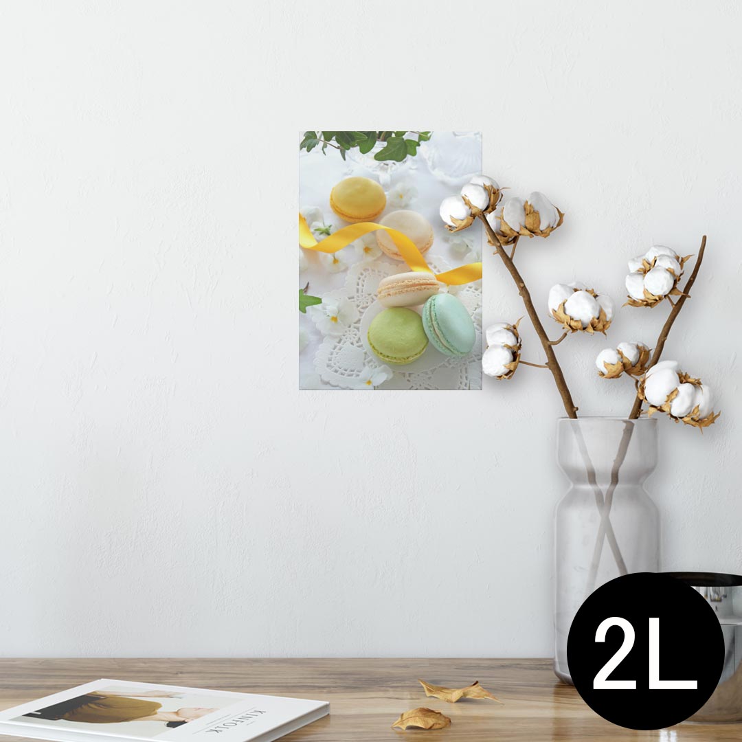 ポスター ウォールステッカー シール式ステッカー 飾り 127×178mm 2L 写真 フォト 壁 インテリア おしゃれ 剥がせる wall sticker poster 002617 マカロン 花 黄色