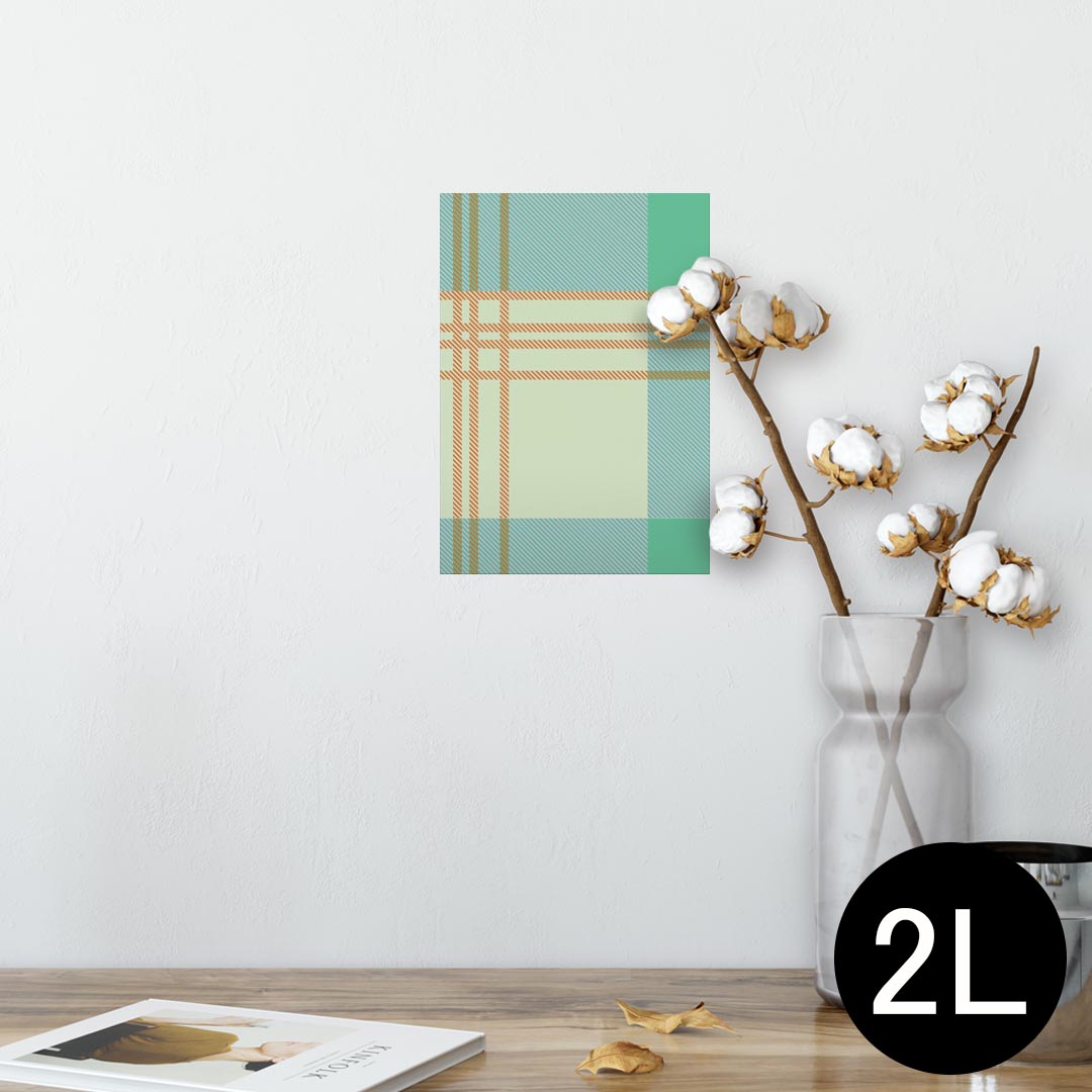 ポスター ウォールステッカー シール式ステッカー 飾り 127×178mm 2L 写真 フォト 壁 インテリア おしゃれ 　剥がせる wall sticker poster 004378 チェック　模様　青