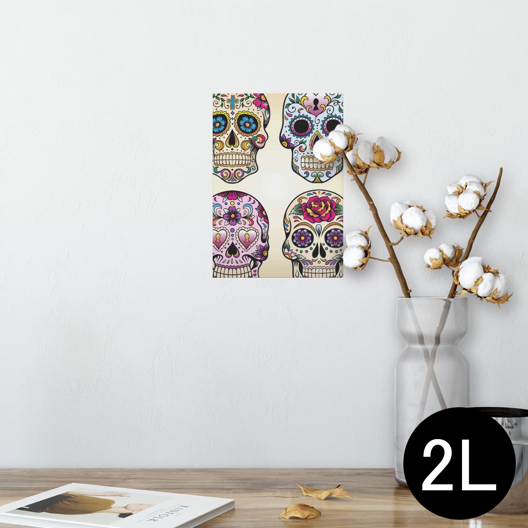 ポスター ウォールステッカー シール式ステッカー 飾り 127×178mm 2L 写真 フォト 壁 インテリア おしゃれ 剥がせる wall sticker poster 004518 ドクロ 骸骨 模様