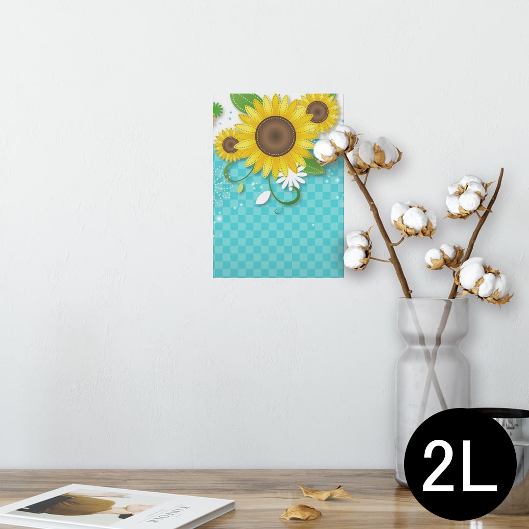ポスター ウォールステッカー シール式ステッカー 飾り 127×178mm 2L 写真 フォト 壁 インテリア おしゃれ 　剥がせる wall sticker poster 004657 ひまわり　花　チェック