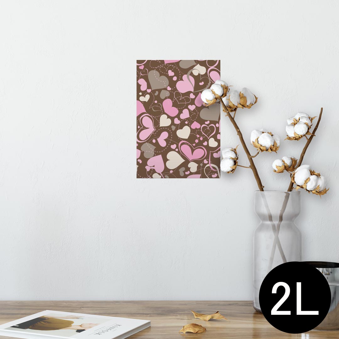 ポスター ウォールステッカー シール式ステッカー 飾り 127×178mm 2L 写真 フォト 壁 インテリア おしゃれ 剥がせる wall sticker poster 005039 ハート ブラウン イラスト